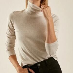 J. Jill Luxe Supima Shirttail Turtleneck Tan Size XL